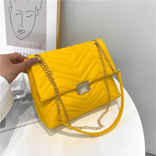 Retro Lingge Shoulder Bag Fashion Chain Female Crossbody Bag High Quality PU Leather Handbags Woman Luxury Brand Underarm Pack
