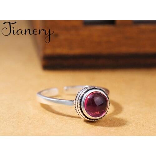 JIANERY Korean Sweet Silver Color Red Crystal Rings For Women Punk Antique Rings Boho Statement Jewelry Anillos