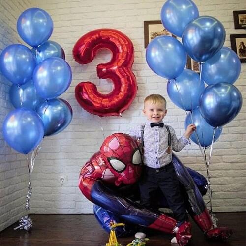 1set 3D Big Spider Supper Hero Man Mylar Foil Balloon Number Foil Balloons Birthday Party Decoration Supplies Childrens Gifts