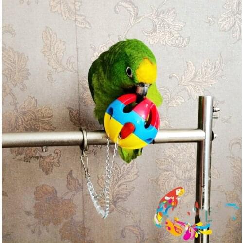 1PC Pet Bird Plastic Chew Ball Cute Pet Parrot Toy Bird Hollow Bell Ball Chain Cage Toy for Parrot Cockatiel Parakeet