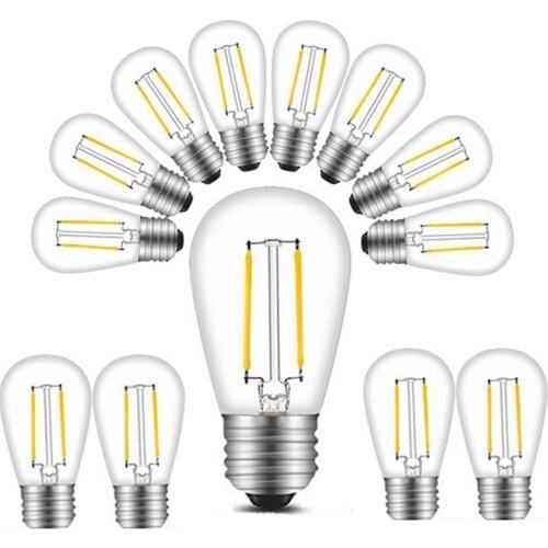 15 Pack LED S14 Replacement Blubs Light Waterproof Shatterproof 2W Edison Bulbs For Outdoor Wedding Christmas Party String Light
