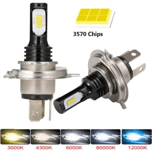 2Pcs H4 H7 H11 H1 Turbo 20000lm CSP LED Car Headlight Bulbs 43000K 6000K HB3 9006 HB4 H8 Auto Lights Automobile Driving Fog Lamp