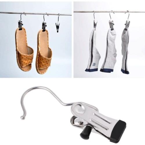 20 Pcs Portable Metal Laundry Hook Hanging Clothes Pin Boot Shoe Hanger Clips Curtain Holder Paper Binder Clips Closet Organize
