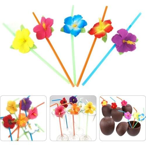 24pcs/bag Flexible Bendable Flower Straws Disposable Wedding Birthday Party Decorative Table Decor Home&Living Beach Decor