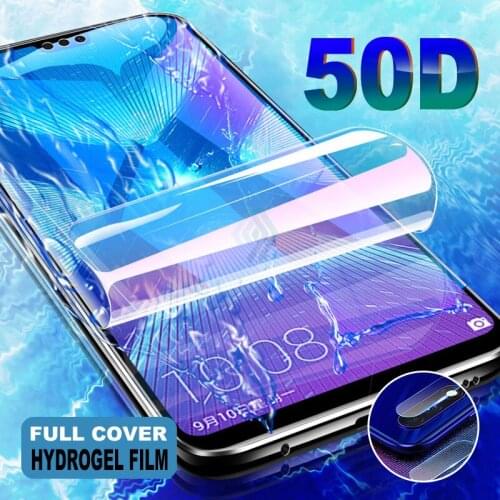 2in1 Protective Soft Film On The Honor 20 10 8X 9X For Huawei Mate 20 30 Lite Pro Hydrogel Film Screen Protector + Camera Lens
