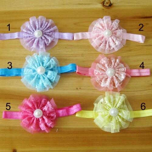 8 pcs/lot Lace Flower With Pearl Headband Headwear Accessories