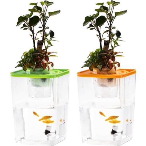 Acrylic Fish Tank Fish Vegetables Symbiotic Free Water Desktop Aquarium Office Desk Transparent Fish Bowl Originality