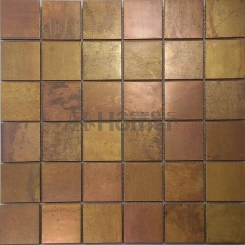 Free shipping, bronze mosaic tiles 48x48mm metal brass mosaic for bedroom wall living room wall tiles