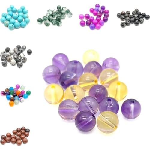 Natural Stone Agates Jades Glass Tourmaline Jaspers 8mm Round Loose Spacer Beads 20pcs for Jewelry Making Bracelet Necklace