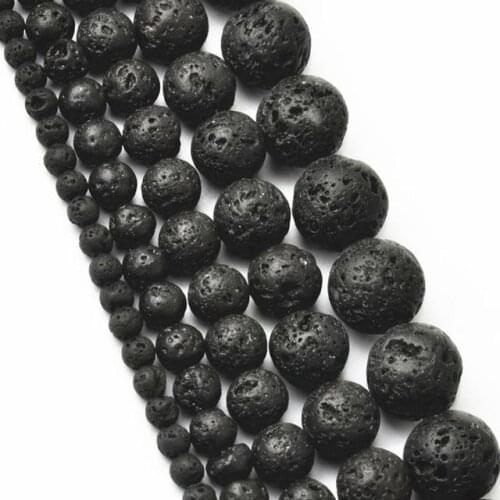 4 6 8 10 12mm Natural Volcanic Stone Space Loose Beads For Bracelet Necklace Jewelry Making DIY Wholesale New