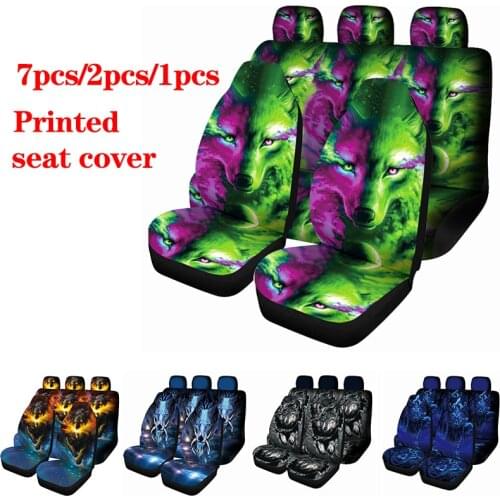 Mens and womens car seat cover is a 4-piece set of car front and rear. It is full of wolf patterns, soft and universal. It is