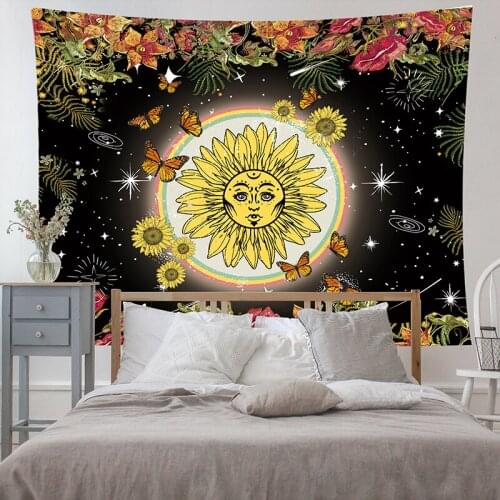 Moon phase flower tapestry Living room home decoration background hanging cloth Bedroom bedside wall decoration tapestries