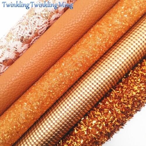 ORANGE Chunky Glitter Canvas Sheet, 8"x11" Glitter Sheets, Faux Leather Sheet, Chunky Glitter Hair Bow & Earring Fabric XM042