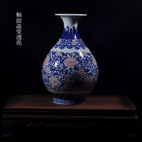 Quality antique handmade blue and white porcelain vase ceramics flower decoration home decoration