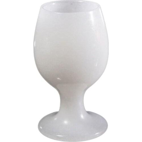 Chinese hand carved natural white jade goblet wine glass A couple