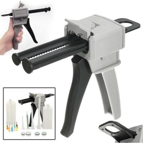 Glue Gun 50ml Two Component AB Epoxy Sealant Glue Gun Applicator Glue Adhensive Squeeze Mixed 1:1 Manual Caulking Gun Dispenser