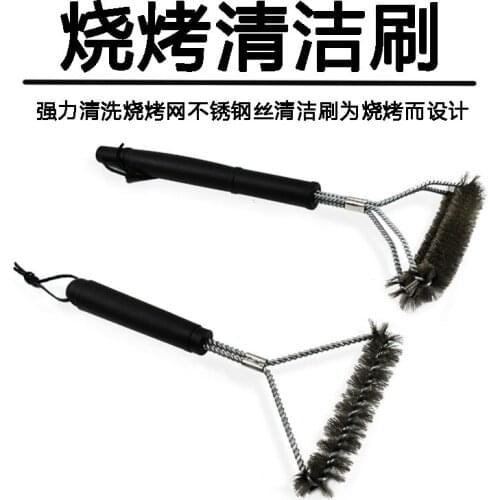 Kitchen Accessories BBQ Grill Barbecue Kit Cleaning Brush Stainless Steel Cooking Tools Wire Bristles Triangle Cleaning Brushes