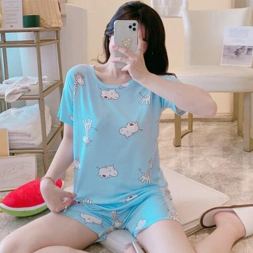 Summer Pajamas Womens Short-sleeved Thin Loose Two-piece Suit Cute Plus Size Girl Home Service Pajamas for Women Pajama Set