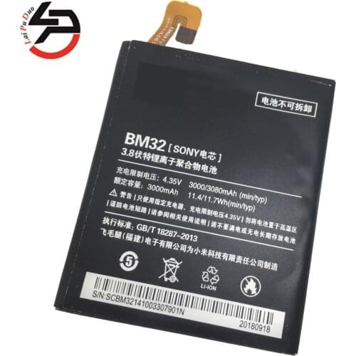 BM32 Lithium Polymer Batteries For Mobile Phone Battery For Xiaomi Mi 4 M4 Mi4 BM32 Rechargeable Bateria 3.8V 3080mAh