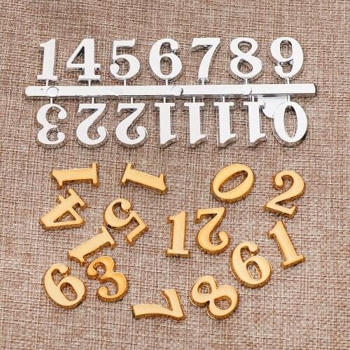 1Set 0-12 Arabic Number Plastic Replacement Gadget Silver Gold Digital Clock Numerals Parts Clock Repair Bell DIY Accessory
