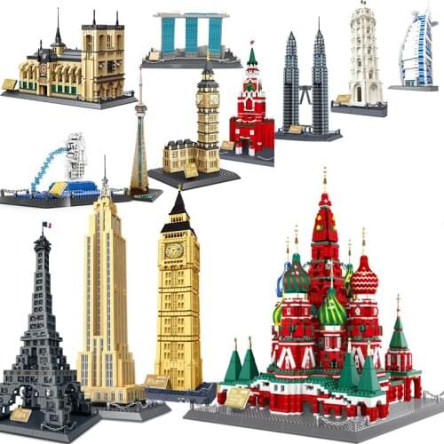 Architecture London Paris Eiffel Tower Taj Mahal sets City capitol eiffel building kits bricks blocks WanGe expert creative