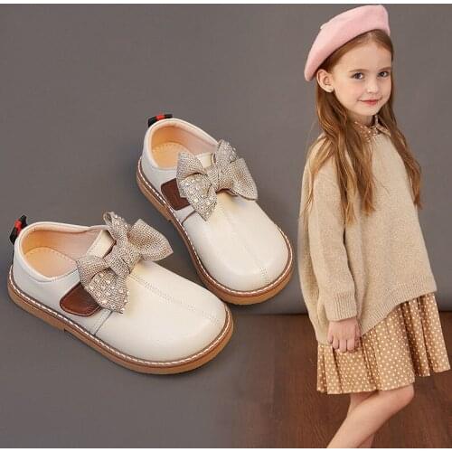 2021 Girls Shoes Princess Shoes PU Leather Shoes Soft Soles Fashion Garden Shoes Kids Spring and Autumn Shoes Baby Girl Shoes