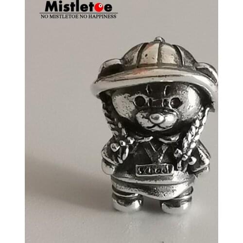 Mistletoe 925 Sterling Silver Lovely School Bag Bear Charm Bead European Jewelry