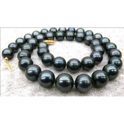 Details about 9-10mm Black AAA+ Tahitian Cultured Pearl Necklace 18"