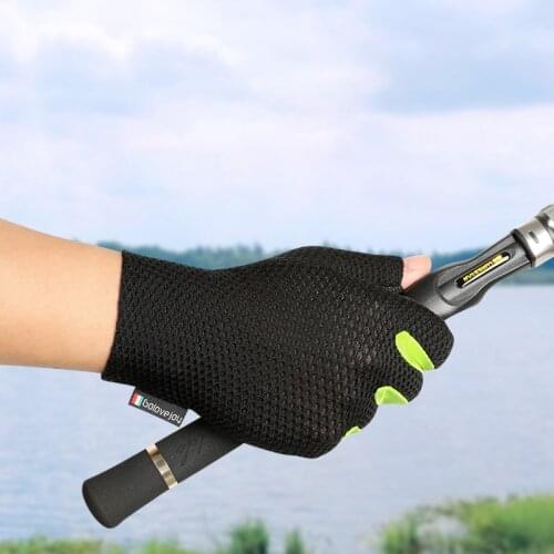 2 Fingerless Fishing Catching Gloves Ice Silk Anti-Sweat Protect Hand Professional Release Anti-slip Fish Gloves Breathabale