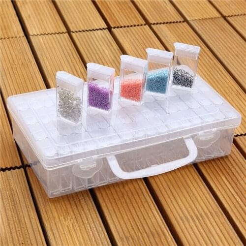 64 Slots Bottles Diamond Painting Storage Box Plastic Nail Art Organizer Rhinestone Beads Case Holder Container Kits