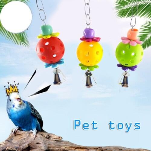 1PC Pet Bird Plastic Chew Bell Cute Pet Parrot Toy Bird Hollow Bell Ball Chain Cage Toy for Parrot Bird Supplies Toys for parrot