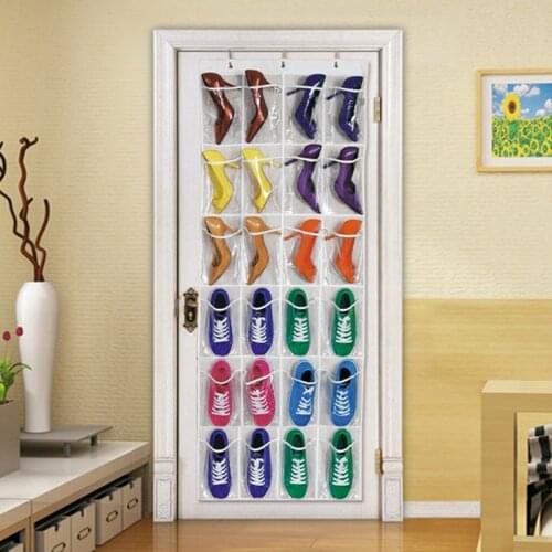 24 Pockets Behind Door Decor Transparent Shoes Rack Sundries Organizer Multifunction Tidy PVC Save Space Hanging Bag