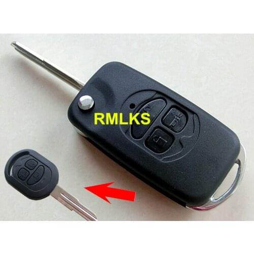 RMLKS Replacement Flip Folding Remote 3 Button Key Shell Fit For Car Key Fob Keyless Shell Uncut Blade