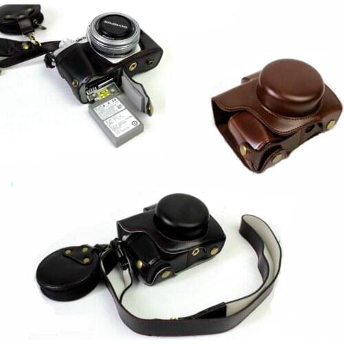 Luxury Pu Leather Case Opening Version Protective Half Body Cover Base For Olympus OMD EM10 III E-M10 Mark III EM10-III Camera