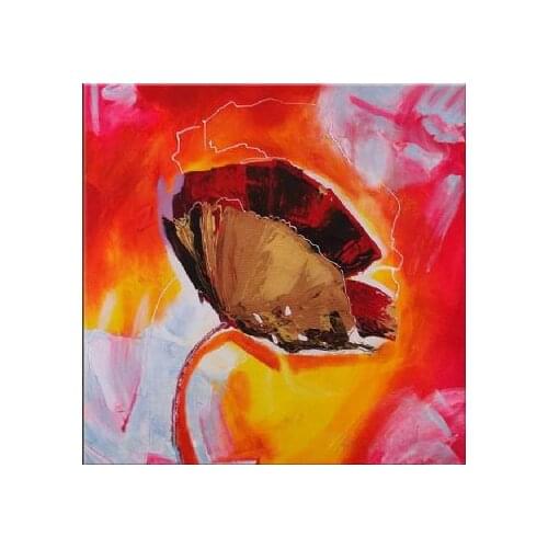 Hand Painted Oil Painting Poppy In Other Way-Floral Canvas Wall Art-Modern Flower Wall Pictures for Living Rooms