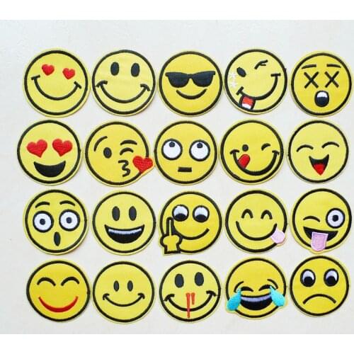 Cute Smiley Face Applique Stickers Computer Embroidery Expression Iron On Patches For Clothing Kids Bag Dresses Coat Accessories