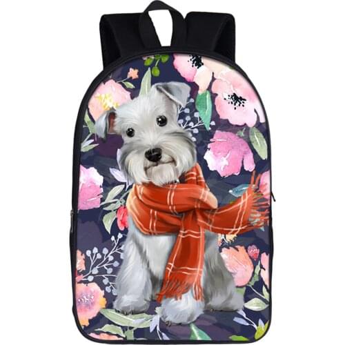 Schnauzer Puppy / Yorkshire Terrier / Bulldog Backpack for Teenager Girls Boys Laptop School Backpack Mochila Children Schoolbag