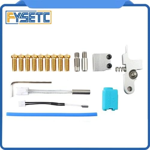 Silver Titan Aero Extruder Sidewinder X1 AND Genius Nozzle Silicone Sleeve Throat Handle Thermistor Heating pipe Heat Block Kit