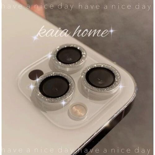 Ring Tempered Glass for For iPhone 12 Pro Max Glitter Bling Full Cover Camera Lens Protectors Cap For iPhone 11 Pro Max Mini