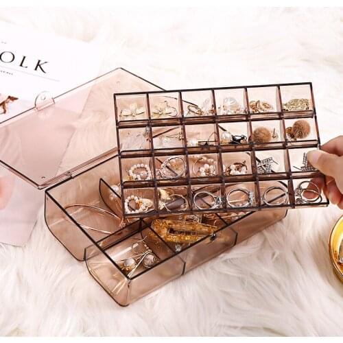 Jewelry Storage Box Sealed Dustproof Earring Box Home Desktop Earring Earring Storage Jewelry Storage Rack Jewelry Case