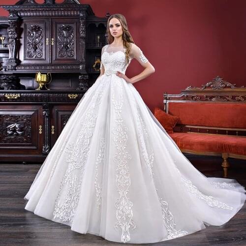 New Arrivals Wedding Dresses Vestido De Noiva Boho Short Sleeve Open Back Appliques Princess Gowns Buy Direct China