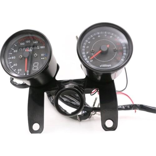 Universal Motorcycle Retro Speedometer Odometer Tachometer Gauge Motorbike Speed Meter Tacho Gauge for Harley Yamaha Honda DC12V