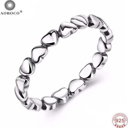 High Quality 925 Sterling Silver Rings Classic Trendy Love Heart Sweet Ring Fashion Jewelry & Accessories For Women GNJ9623