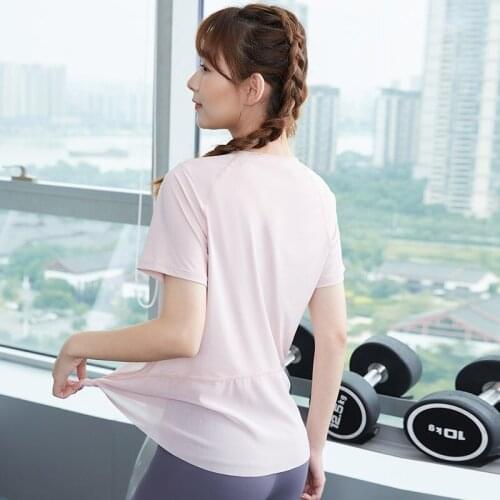 Vansydical Loose Yoga Shirts Women Breathable Stitching Short Sleeves Solid Fitness Workout T-shirts Quick Drying Sport Tops