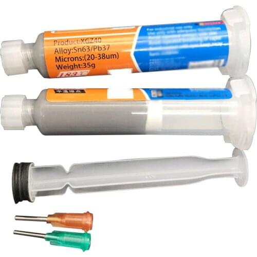 2pcs/lot Solder Paste Flux Needle Shaped Xg-z40 Sn63/Pb37 25-45um Syringe to Mobile Phone Repair Computer Services Indust