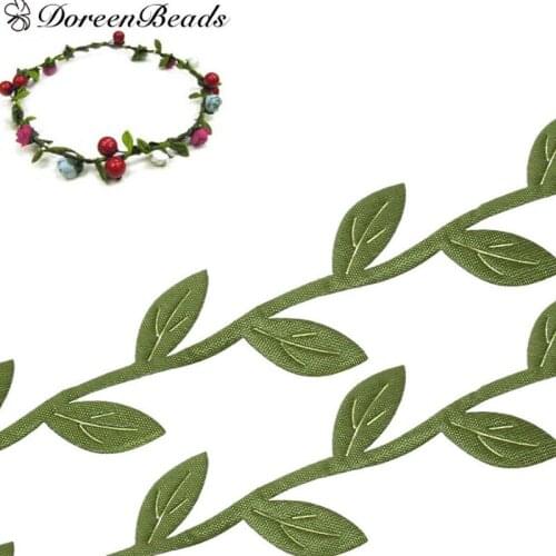 20 M Fabric Leaf Garland lace Ribbons webbings Trim Green Sewing & Fabric DIY home accessories decorative