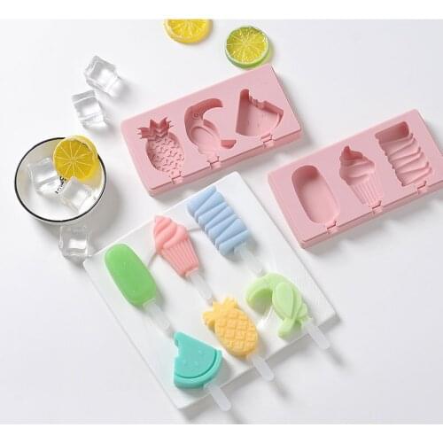2021 Cute Ice Cream Mold with Lid Silicone Homemade Popsicle Mold Handmade DIY Ice-sucker Mould
