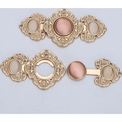 3 Pairs Women Plum Blossom/Rabbit Shaped Chinese Cheongsam Buckle Clasp Fasteners Button Sew On Hooks and Eyes Brooch Clips