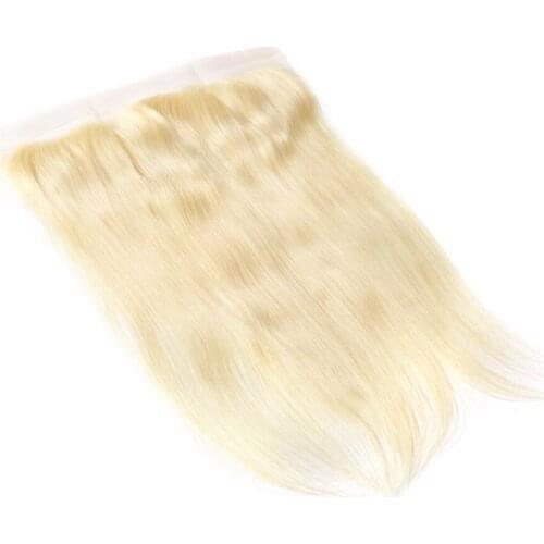 613 Full Blonde Transparent Lace Frontal Closure Free Part Straight 13x4 Bleached Knots Baby Hair Brazilian Virgin Human Hair