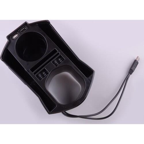 Black Front Interior Console Storage Box Trim with USB Fit for Honda Civic Sedan 2016 2017 2018 2019 2020